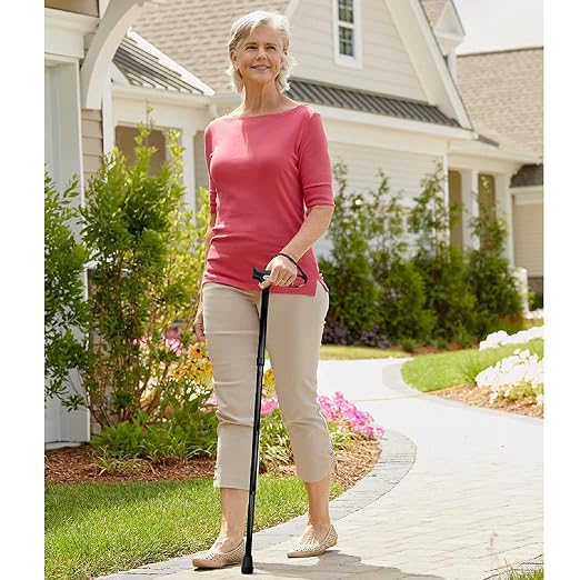ProBasics Black Folding Cane For Men and Women, Adjustable Foldable Walking Cane with Comfortable Handle - Lightweight, Durable and Portable Walking Aid for Elderly, Disabled, and Mobility Impaired