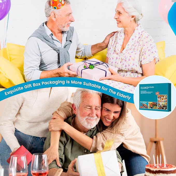4 Packs 36 Piece Large Jigsaw Puzzles for Elderly Dementia, Alzheimer's Products Activities, Easy Puzzles Cognitive Games Activities for People with Dementia
