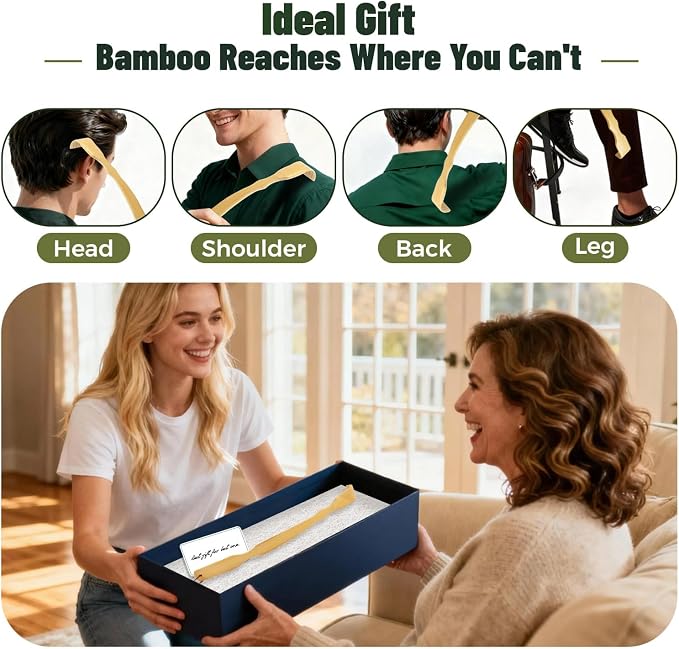 1 PCS Bamboo Back Scratcher,17" Long Cured Handle | Strong Sturdy Self-Massager Wooden Back Scratchers for Scratching Itches,Best Gift for Father's Day Pregnant Women&People
