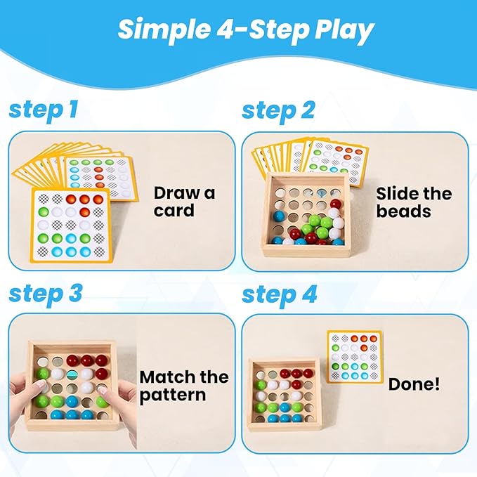 Dementia Activities for Seniors — Alzheimer’s Cognitive Bead Puzzle, Memory Game with 20 Challenge Cards, Hand-Eye Coordination Therapy, Sensory Brain Games, Gift for Elderly & Dementia Patients