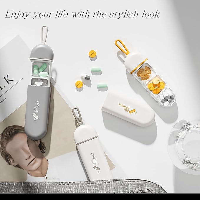 3 Packs Pill Organizer 3 Compartments Portable Pill Case Travel Moisture Proof Pill Box for Tablets Vitamins Cod Liver Oil Supplements and Medication