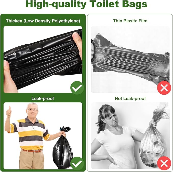 50 Pack Camping Toilet Bags, 8 Gallon Portable Toilet Bags | Toilet Waste Bags, Leak-Proof Potty Liners Trash Bags for Outdoor Camping Toilet Bucket,Traveling, RV Trip