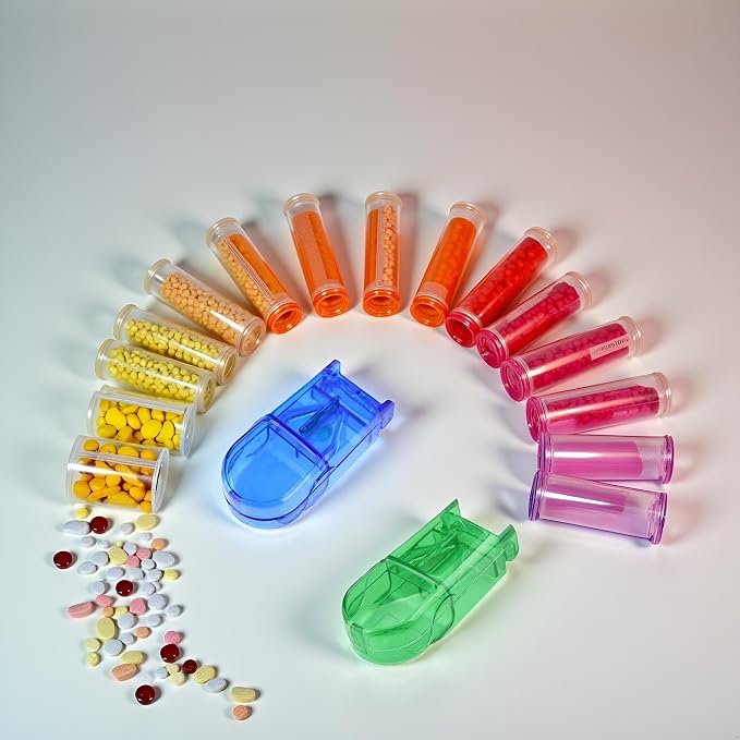 2Pcs Pill Cutter Splitter,Cuts Pills for Small and Tiny Pills Tablet Splitter with Guard Pill Cutter and Crusher Cuts Pills for Cutting Small Pills or Large Pills in Half Daily Medicine Organizer