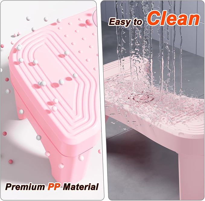 Recximi Pink Toilet Poop Stool Squat Adult, 6.7 Inch Squatting Potty for Adults & Kids, Plastic Bathroom Stool for Pooping, Non-Slip Toilet Foot Step, Easy to Wash, 1 Pack