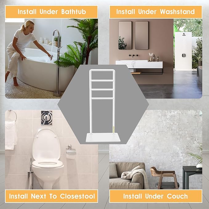 yeezoo Chair & Couch Stand Assist bar, Stand Assist Rail with Non-Slip Covers, Four Heights Heavy Duty Assist bar for Seniors Elderly, Adults and Others who Need Extra Help(Polished White)