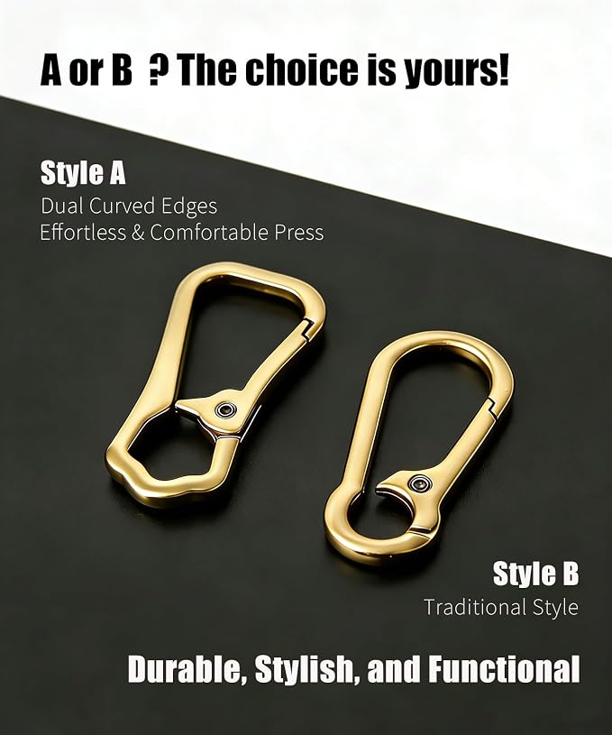 Metal Key Chain Carabiner Clip with Key Ring and D Ring | Heavy duty build, full accessory packs, quick release, multi purpose hook, belt loop holder, separate home and car fob sets
