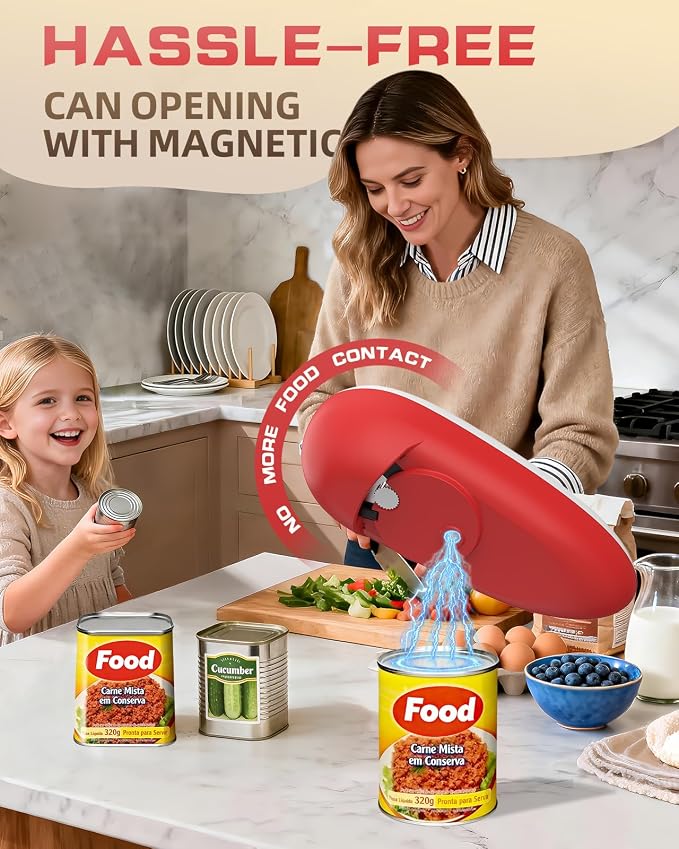 Rechargeable Electric Can Opener with Replaceable Blade & Smooth Edge | One Touch Automatic Can Opener with Magnetic Lid Pickup, Cordless Kitchen Gadget for Seniors, Arthritis, Weak Hands