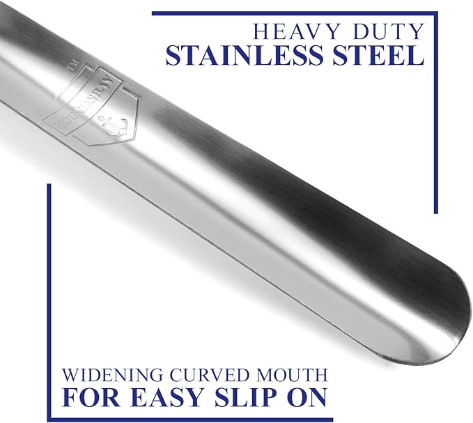 HOUNDSBAY Long Metal Shoe Horn for Seniors – 16.5 Inch Shoe Spoon for Boots, Sneakers & Dress Shoes – Extra Long Handle Design for Men, Women & Kids – Stainless Steel