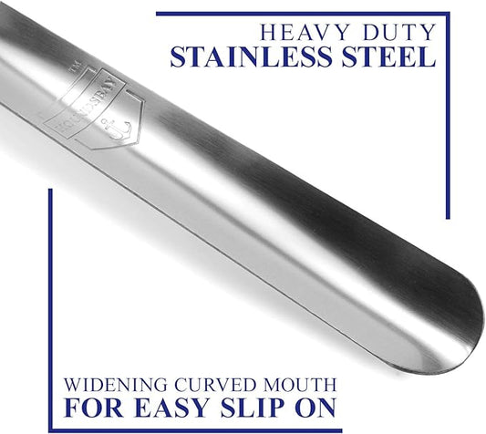 Metal Shoe Horn Long Handle for Seniors, Shoehorn Long-handle, Shoe Horns for Men Long Handle, Long Handled Shoe Horn for Women and Kids, Extra Long Shoe Horn for Seniors, Boot Horn, Shoe Spoon