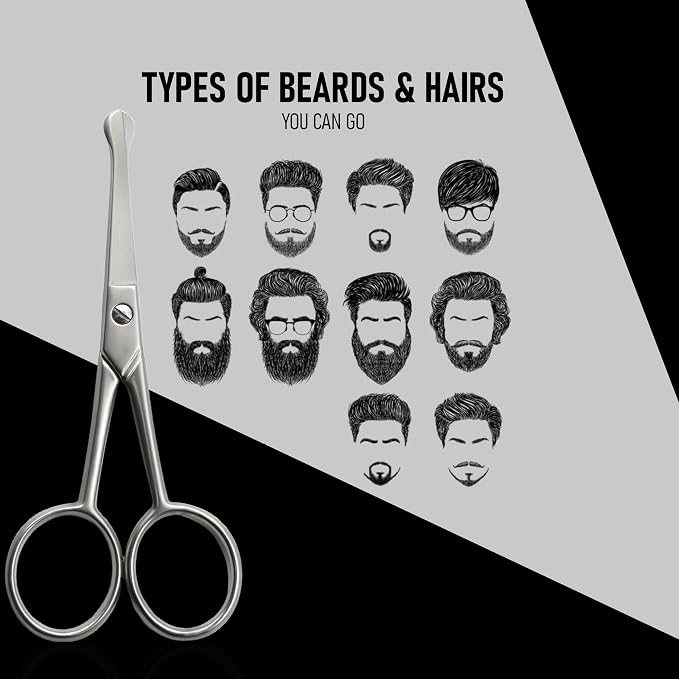 Nose Hair Scissors for Men & Women with Pouch Rounded Tip Scissor Blunt Nose Scissors Round Tip Scissor for Grooming Men Small Scissor for Nose Hair