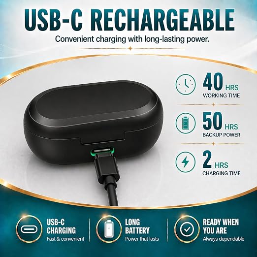 Hearing Amplifier Rechargeable for Seniors Adults - Personal Sound Amplifier Device with Charging Case, Noise Reduction for TV Watching Conversations, Easy Volume Control, Comfortable In-Ear PSAP (Black)