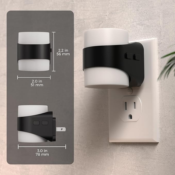 L LOHAS LED Colored Night Lights Plug into Wall, 3 Brightness Level | 1W Low Power Nightlight with Auto On/Off Sensor, Ideal for Living Room, Bathroom, Bedroom, Kids Room, 2 Pack