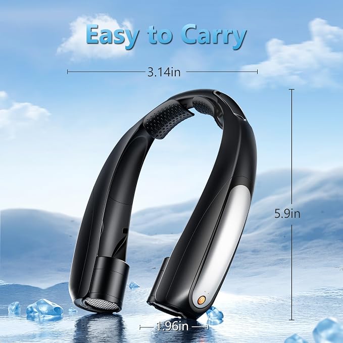 Portable Neck Fan, Hands-Free, 6 Speeds, 6000 mAh Battery, 360° Cooling Wearable Personal Fan, Rechargeable, Gifts for Women Men, Suitable for Indoor, Outdoor, Travel