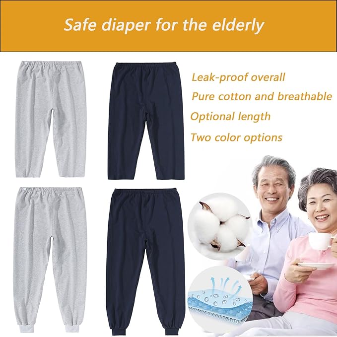 TPU Incontinence Care Trousers, Washable Elastic Adjustable Patient Diaper Pants, Ideal for Bedridden Patients, Elderly, Mobility Impaired, Women on Periods (1 Count, Gray, M)