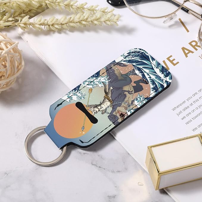 Cute Chapstick Holder Keychain,Lipstick Neoprene Clip-on Lip Balm Holder for Woman