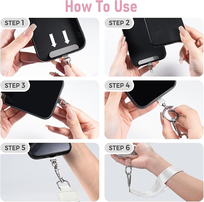 Tiostep Clip and Go Strap for Phone with Wallet Crossbody Phone Lanyard Adjustable and Detachable RFID Wristlet Wallet (Bow, Medium)