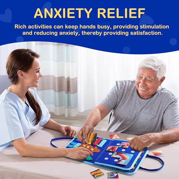 Fidget Blanket for Adults with Dementia, Dementia Activities for Seniors, Alzheimer's Products Multi-Use Busy Sensory Board, Gifts for Him Her Dementia Products for Elderly and Children with Autism