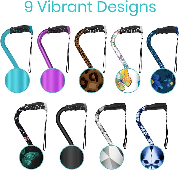 Vive Walking Cane for Women, Men, Elderly - Patented Offset Grip - Lightweight Adjustable Walking Aid with a Non-Slip Tip - Sturdy Balancing Mobility Aid for Seniors