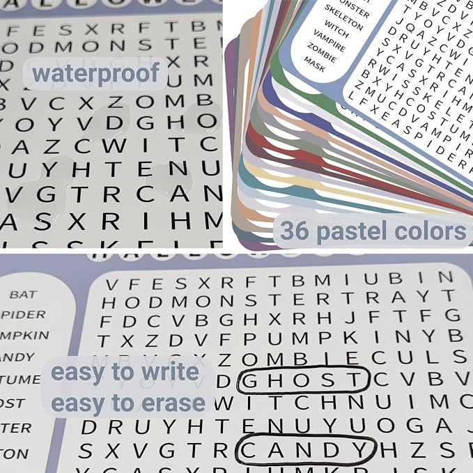 12 or 36 Pcs Reusable Word Search Cards for Dementia Game-Dementia Activities for Seniors with Alzheimer's-Elderly Alzheimer's Toys-Large Print Word Search Books (36 Large Print Word Search Books)