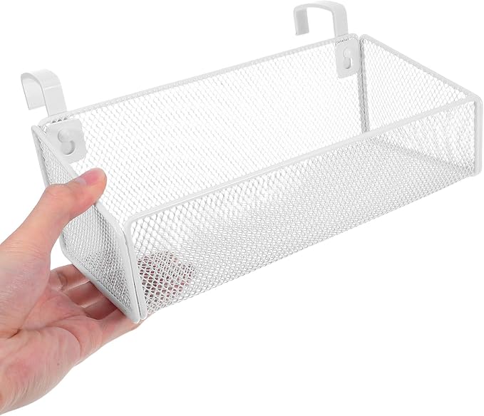 Luxshiny Bedside Hanging Storage Basket Organizer with Hooks Wire Mesh Shelf for Dorm Bunk Bed Essentials Bedroom Office