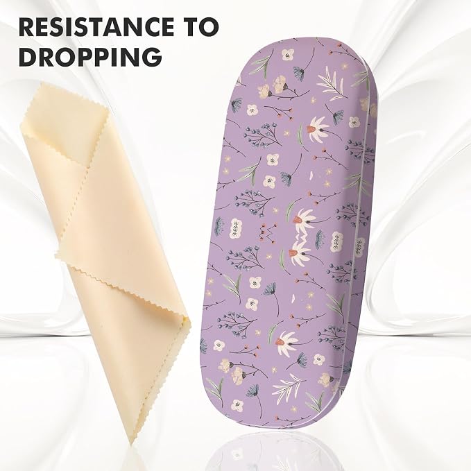 Glasses Case Hard Shell,Portable Protective Eyeglasses Case, Eyeglass Holder Box with Cleaning Cloth, for men women