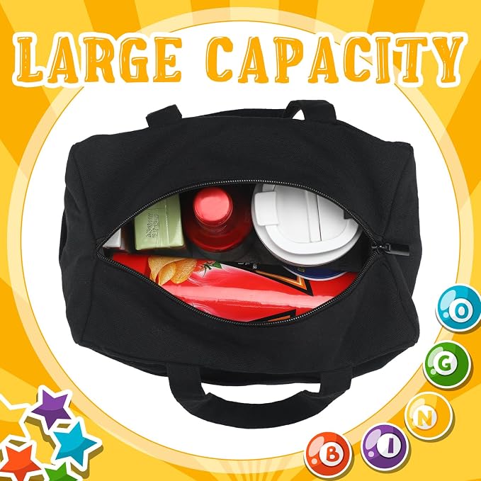 Windyun Bingo Bags Large with 10 Pockets for Daubers Dabbers Dobbers Dotters Zipper Tote Bag Bingo Card Stuff Storage Game Accessories Supplies Gift for Women Adults Seniors Mothers Day(Black)
