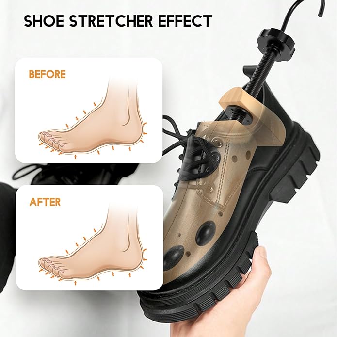 eachway Wooden Shoe Stretcher Men and Women for Wide Feet, Pair Premium of 4-way Shoe Tree Widener Stretch Length & Width