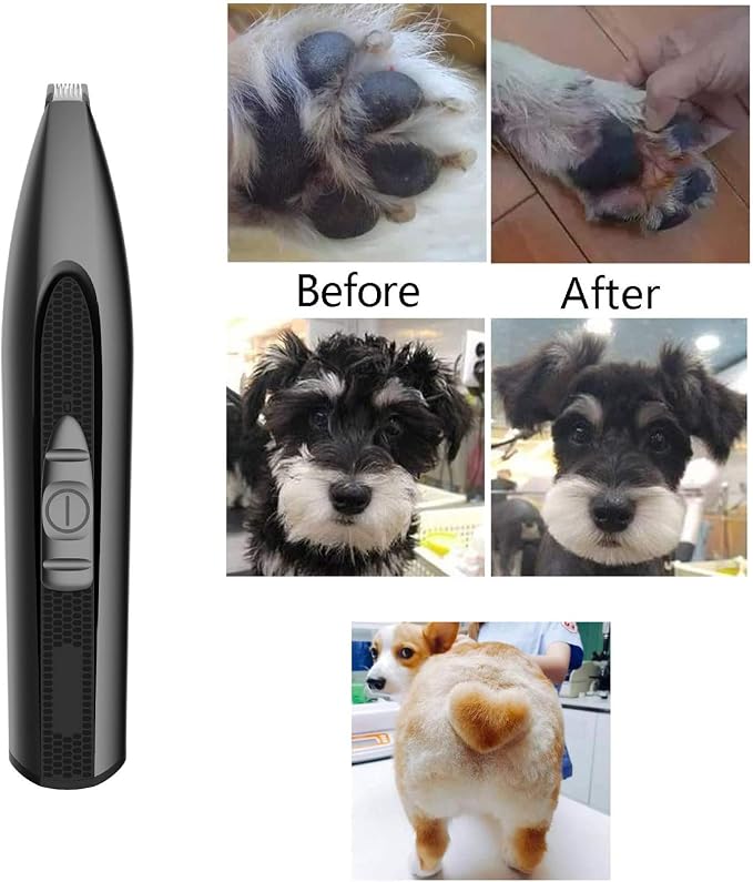Ruri's Dog Clippers, Cordless Cat and Small Dogs Clipper, Low Noise Electric Pet Trimmer, Dog Grooming Clippers for Trimming Dog's Hair Around Paws, Eyes, Ears, Face, Rump (Black)