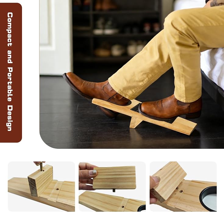 Wooden Boot Puller, Boot Remover for Cowboy Boots,No Bend Boot Removal Tool with Non Slip Base, Very Suitable For Elderly And Adult Use