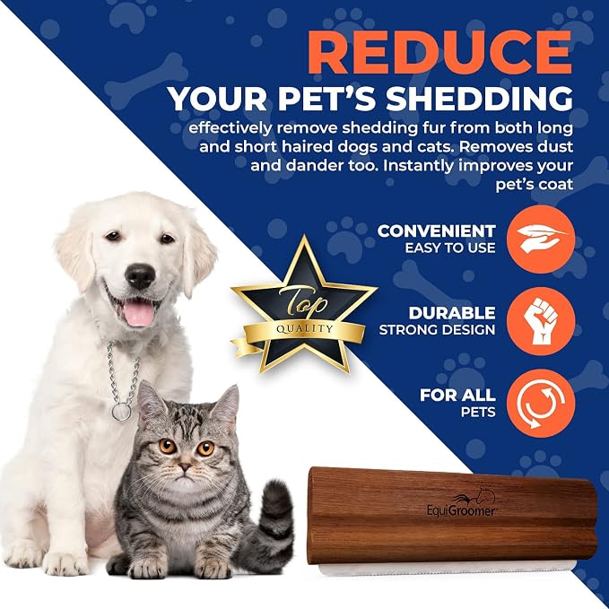 EquiGroomer 5-Inch Undercoat Deshedding Brush for Dogs & Cats, Mahogany | Best for dogs up to 100 lbs and cats of any size, short or long hair, stainless blade, no cutting or pulling