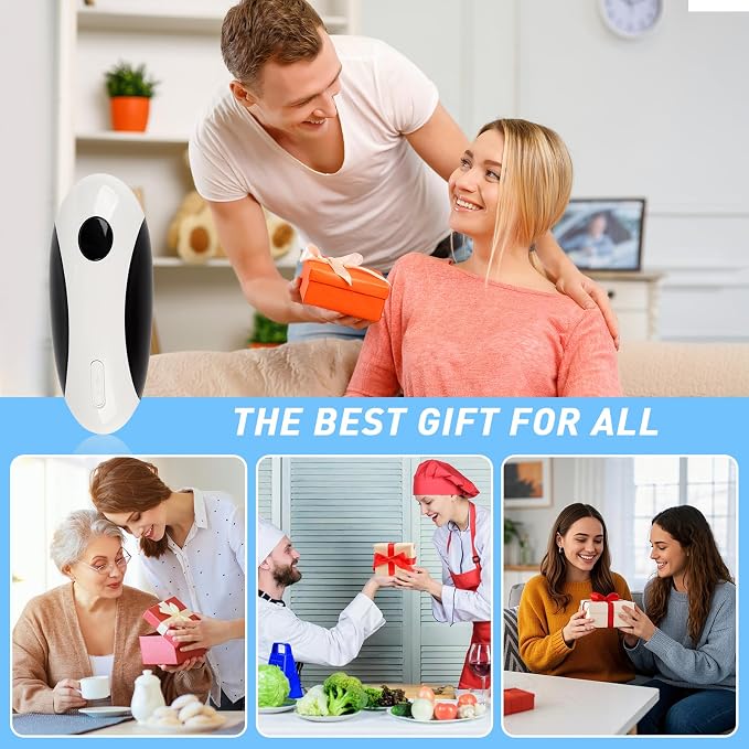 One-Touch Rechargeable Electric Can Opener - Hands-Free Automatic, Smooth Edge Opener for Seniors & Arthritis, USB-C Fast Charge, Compact for Kitchen, Camping, All Can Sizes (White)