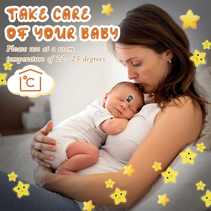 Weewooday 12 Pcs Stick-on Fever Stickers Forehead Temperature Monitoring Patch Cartoon Stickers Thermometer Strips for Kids