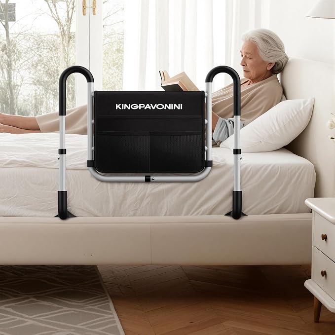 Bed Rails for Elderly Adults Safety, 400LB Support, Model BL07 | ASTM-Approved, Bed Rails for Seniors & Post Surgery, Ergonomic Dual U-Handles & 4-Bar Reinforced Anti-Tip, Tool-Free