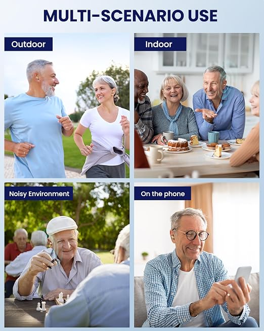 Hearing Aids for Seniors - Hearing Aid Rechargeable for Hearing Loss with Intelligent Noise Reduction,Invisible Audien Hearing Amplifier with Volume Control and Portable Charging Case