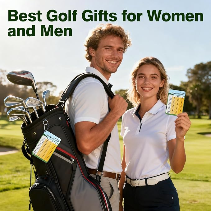 2 Pack Golf Club Distance Card, Waterproof Yardage Chart Card, Credit Card Size and Easy Carry, Quick Reference Guide with Clip, Golf Bag Accessories for Men Women Golfers | Durable、Hassle-Free、Pocket-Sized、Great Gift
