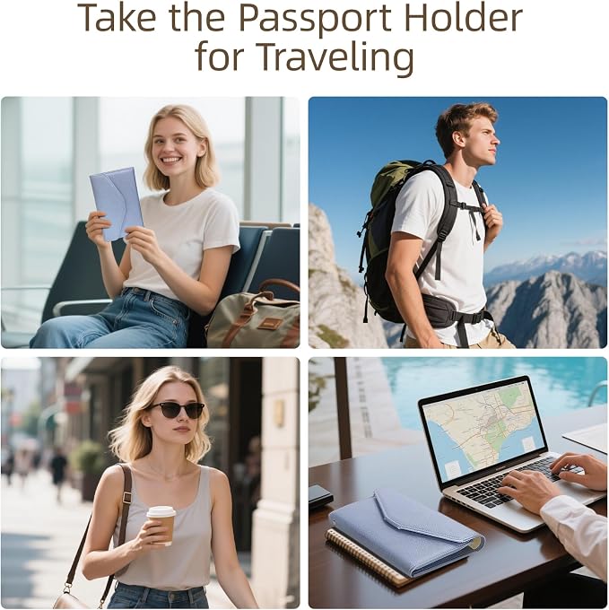 Passport Holder Passport Wallet Travel Essentials Document Organizer, Passport Cover Rfid Travel Wallet Womens | RFID secure, 6 card slots, 10 sim pockets, passport holder with zip-around wallet, slim fit for women travelers.