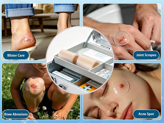 Hydrocolloid Bandages for Wound Care, Medical-Grade Hydrocolloid Roll with Self-Adhesive, Ultra Absorbent, Flexible & Waterproof, Cut-to-Size First Aid Kit Essential (2in*12ft)