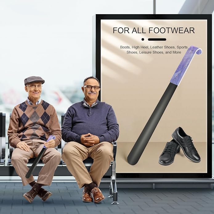 16.5 Inch Long Handle Shoe Horn for Seniors Men Women Kids, Metal Shoe Horns for Boots