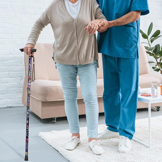 supregear Folding Cane, 5-Level Adjustable Height Walking Stick Lightweight Collapsible Portable Travel Cane with Wrist Strap and T Handle for Elderly Disabled Men Women