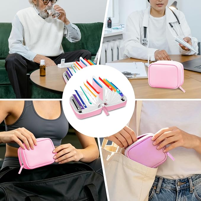 A8 Waterproof Pill Organizer Set, Twice-Daily Large Pill Organizer for Seven Days, Pill Storage with 14 Color-Coded Pouches, Reusable Travel Medicine Organizer