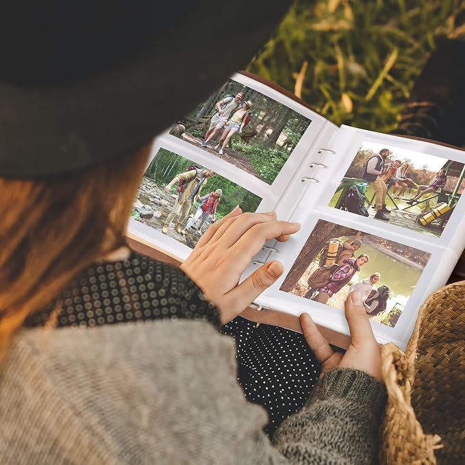 Photo Album 4x6 300 Photos, Genuine Leather Photo Albums with Writing Space with 30 Writing Paper, Travel Family Wedding Kids Graduation Ultrasound Baby Picture Album Scrapbook Photo Album(LOVE)