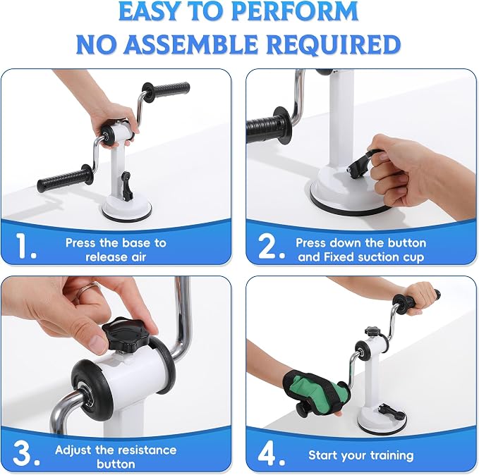Arm Bike for Physical Therapy, Home Fitness Desk Bike for Seniors, Portable Rehabilitation Exerciser and Resistance Bands for Arm and Shoulder Workout with Adjustable Resistance, Powerful Sunction