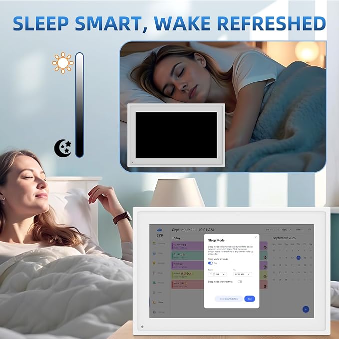 10.1" Digital Calendar, Full HD Smart Display for Family Organizer | Touchscreen Chore Chart, Wall/Desk Mount, Meal & To-Do Lists, Photo Frame, Ideal Gift for Mom & Women