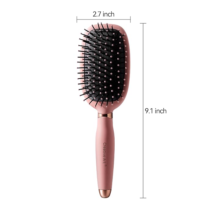 Detangling Hair Brush, Tangle-Free Detangler with Cushion Soft Bristles | Reduces Hair Breakage, Anti-Frizz & Boosts Shine, Works Straight/Curly/Thick/Fine Hair, Wet & Dry for Women & Men, Pink