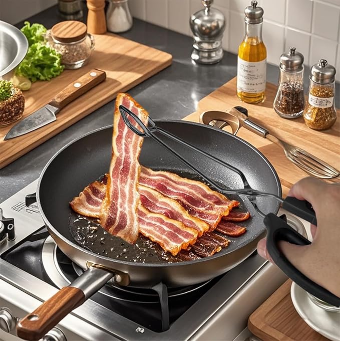 10" Stainless Steel Scissor Tongs with Comfort-Grip Handle (Black)