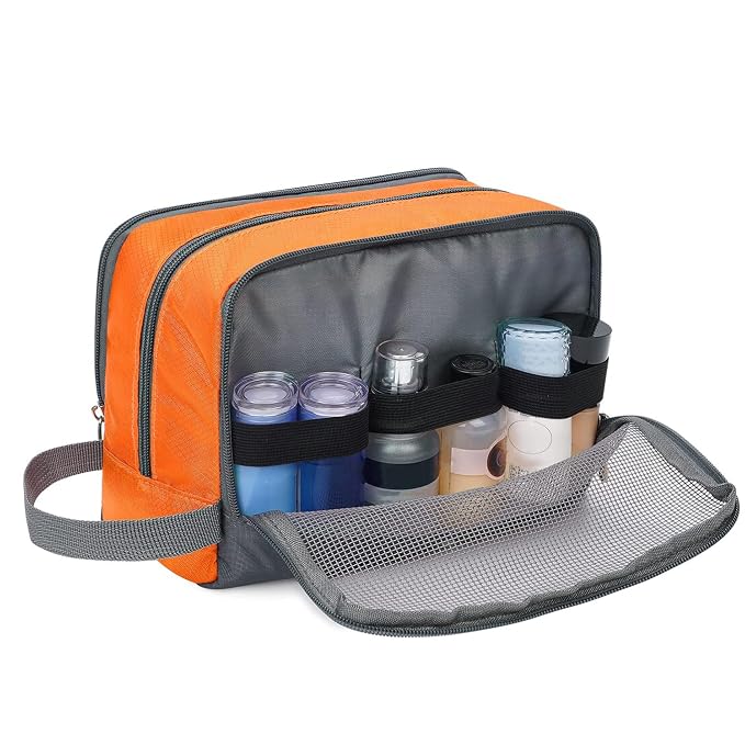 WANDF Travel Toiletry Bag for Men, Small Dopp Kit for Toiletries | Water-Resistant Fabric, Travel Bag for Toiletries, Compact Storage, Shaving Accessories, Weekend Trips