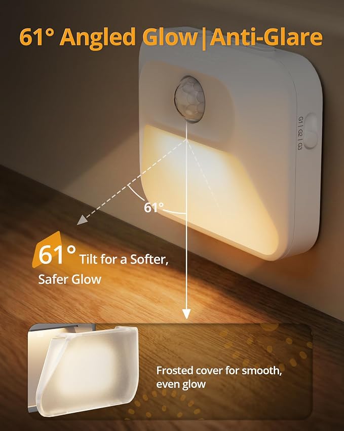 Smart Sync Linkable Night Lights with 3-in-1 Charging Dock, Rechargeable Motion Sensor Nightlight, Dimmable Step Lights for Stairs, Hallway, Bathroom, Bedroom, Nursery, Pets, 6 Pack