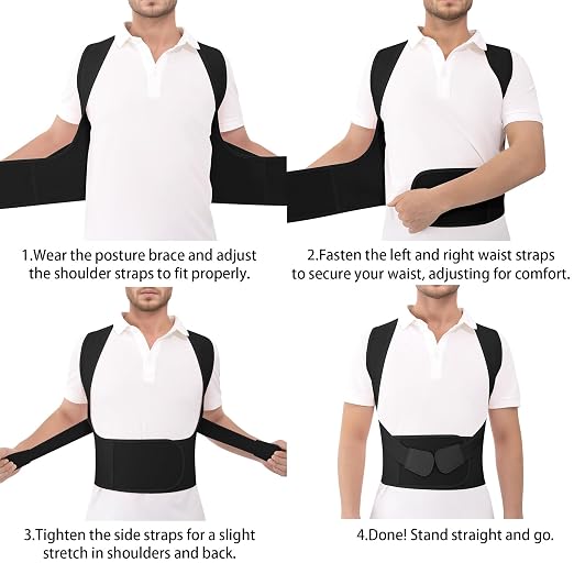 Back Brace Posture Corrector for Women and Men Upgraded Dynamic Traction Correction System Adjustable Shoulder Support Straightener Helps Reduce Upper Lower Back Pain Suitable for Hump Scoliosis Black Large