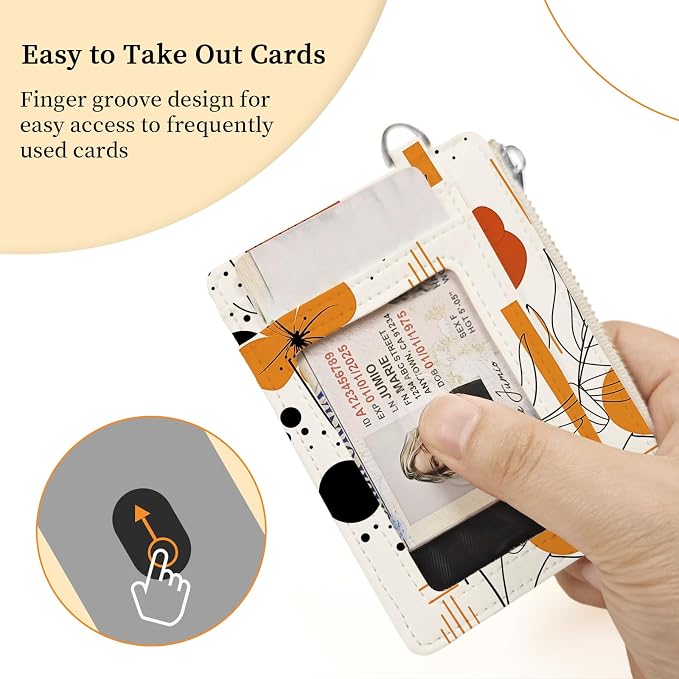 Hancynir Boho Flower Credit Card Holder Slim Wallet Women, RFID Small | Zipper Pocket Wallet, Thin Travel Coin Purse, PU Leather, Minimalist Card Case, 6 Card Slots, ID Window, Ladies Women Gifts