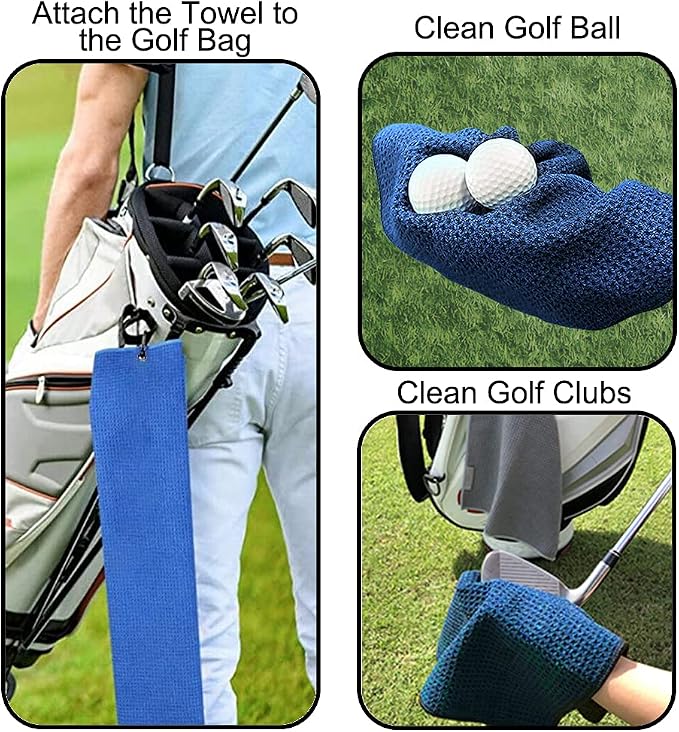 DYJYBMY Swing Swear Repeat Blue Golf Towel with Clip, Funny Golf Accessories for Men Women, Father's Day Birthday Appreciation Gifts for Grandpa Dad Uncle Husband, Retirement Golfing Gifts for Family